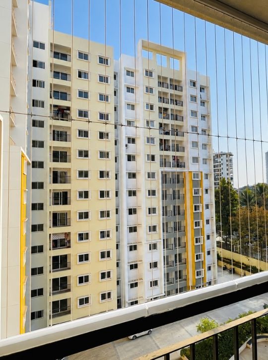 SJ Pigeon Nets 316 Grade Jindal Material invisible grill installed on Bangalore balcony